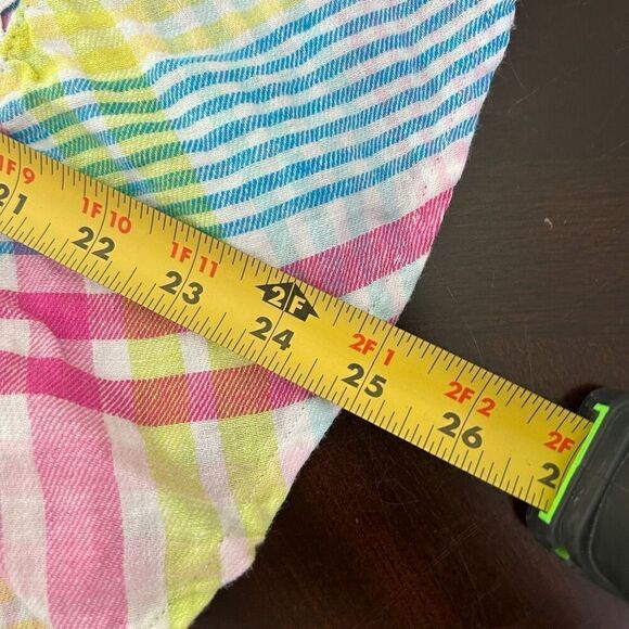 Crown & Ivy Multicolor Ruffle Striped Sleeveless Linen Blend Tank Top Women’s XS - Picture 11 of 12